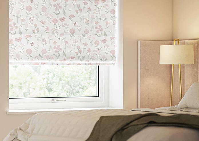 Floral Whimsy, Blush - Motorised Roman Blind - Image 5